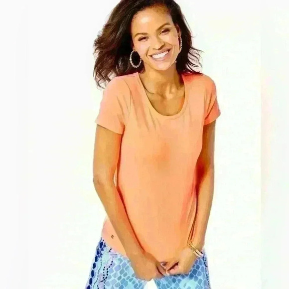 Lilly Pulitzer Hale XL top in peach Bellini Item# 4L - Picture 1 of 6